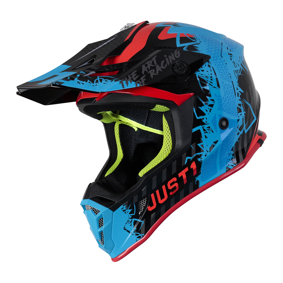 Шлем (кроссовый) JUST1 J38 MASK Hi-Vis синий/красный/черный глянцевый (2021) 