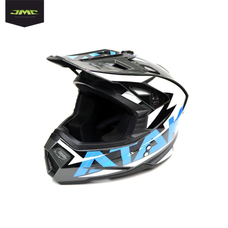 Шлем (кроссовый) Ataki JK801 Rampage серый/синий глянцевый    