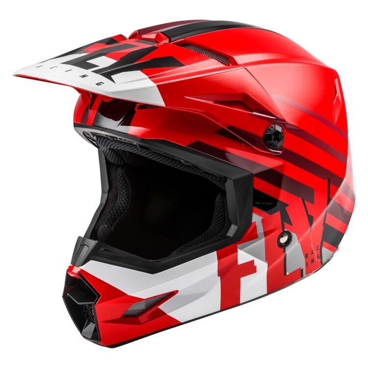 Шлем кроссовый FLY RACING KINETIC STRAIGHT EDGE красный/белый/синий (2021) 