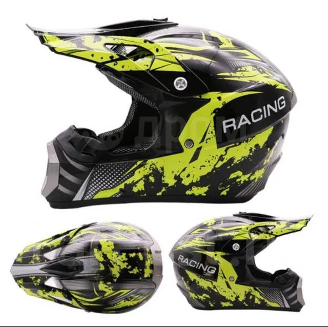 Шлем кроссовый детский Racing FMVSS 218 черный/желтый 