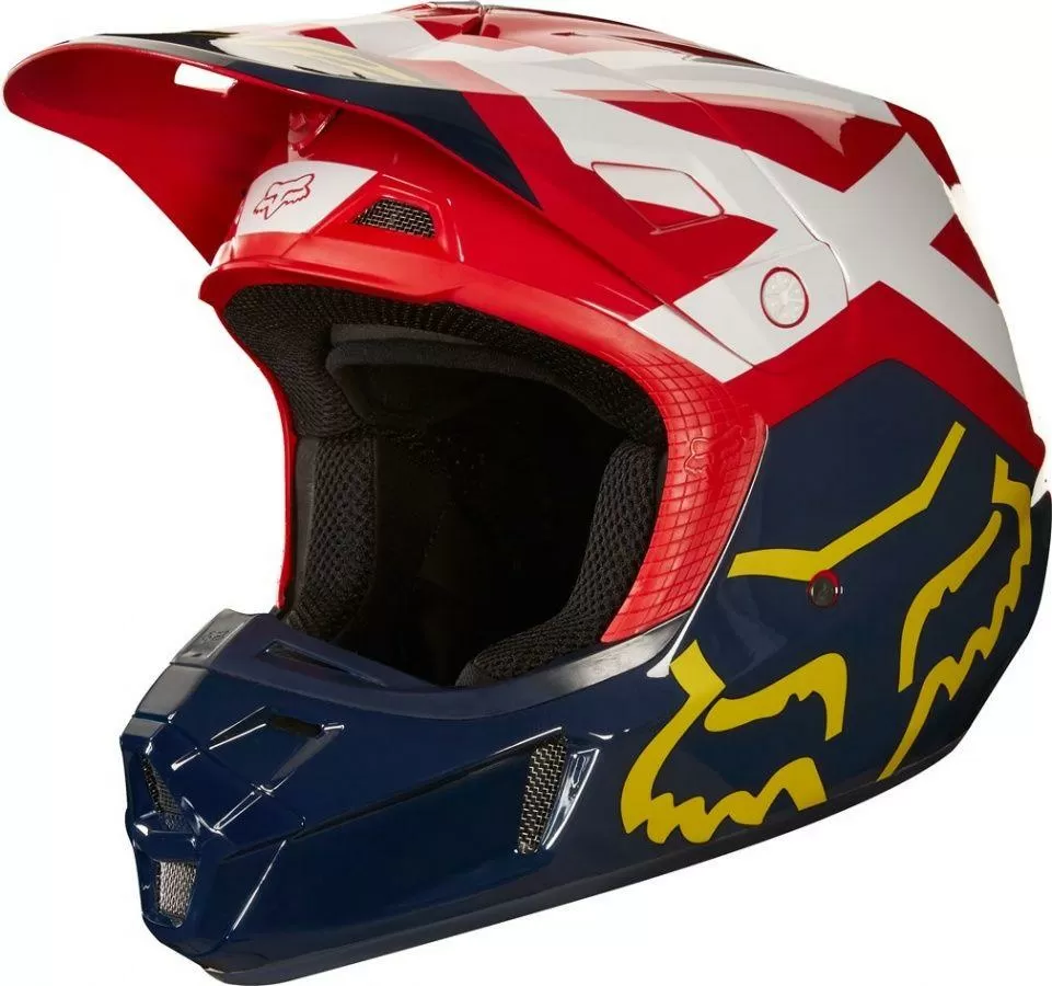 Шлем Fox V2 Preme Helmet Navy/Red 