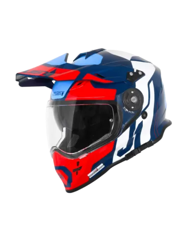 Шлем (мотард) JUST1 J34 Tour Hi-Vis красный/синий глянцевый (2021) 