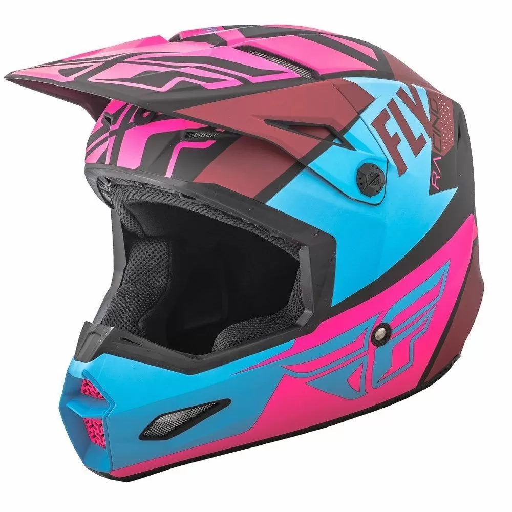 Шлем подростковый кросс YOUTH FLY RACING ELITE GUILD pink/blue/matt black 2018 